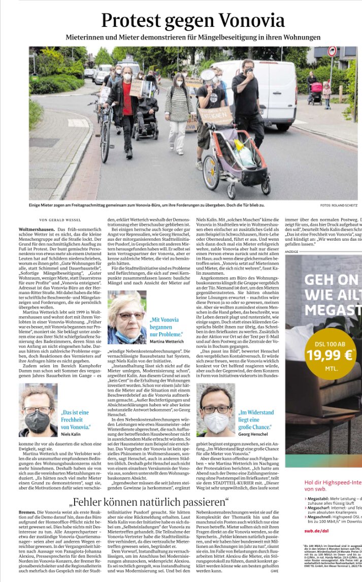 Proteste gegen #VoNOvia im Stadtteil Woltmershausen in #Bremen :