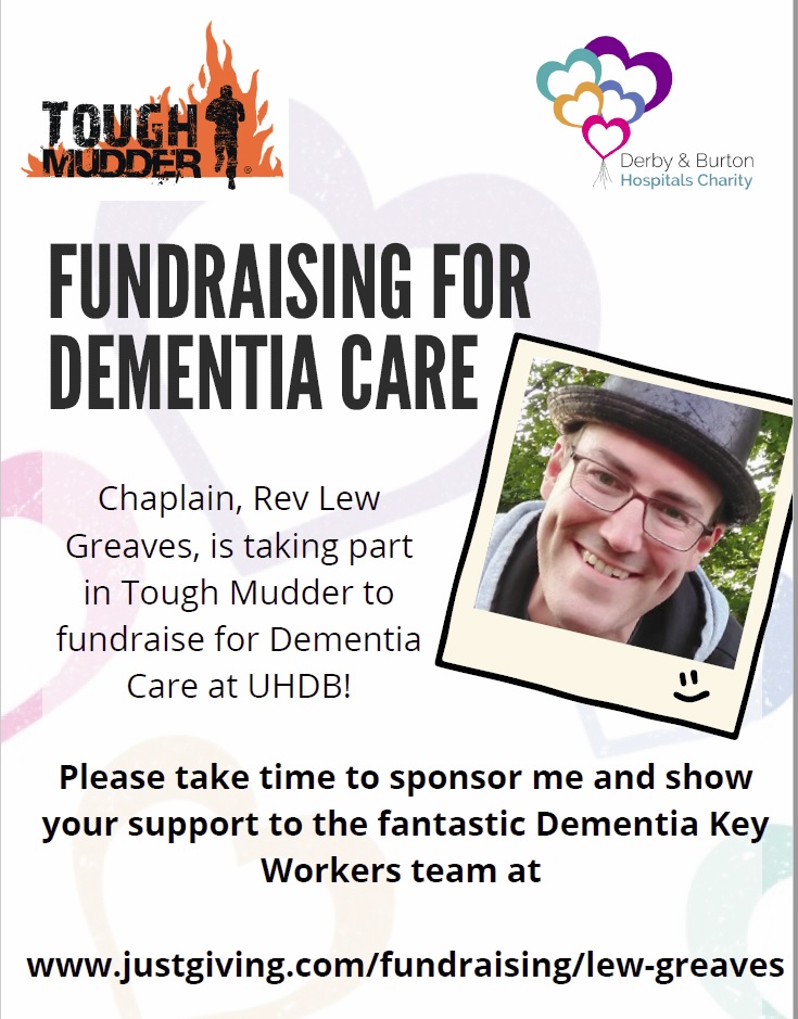 This #chartitytuesday we bring you, Rev. Lew Greaves, Chaplain at RDH, who is bravely tackling a Tough Mudder endurance course to raise funds for Dementia Key Workers at UHDB.
 
Can you support him in his fundraising?
 justgiving.com/fundraising/le…