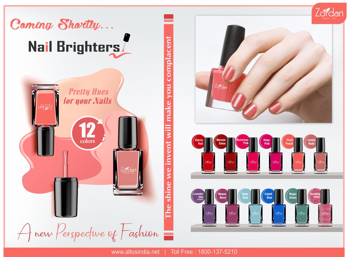 Altos_52's tweet photo. #atlos #altosindia #nails #nailbrighters #colour #handshine #nails #nailart #nailpolish  #zordan #staysafe #stayhome #covid #hygiene  
 Keep Nails Shine and Pretty With Altos Nail Polish. https://t.co/BbMhMQkGnh