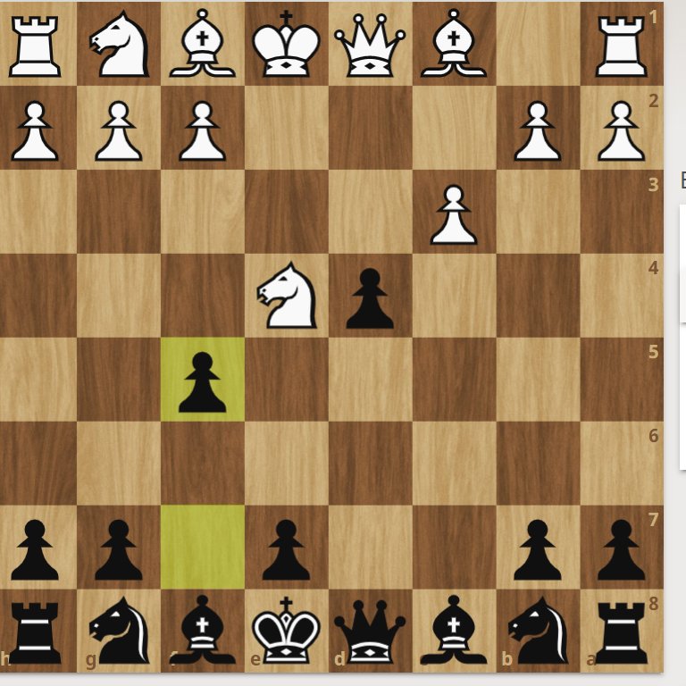 Bonjour, <a href="/ClasseLautard/">Classe de M LAUTARD</a> et @Quotichesse nous sommes contents de vous revoir. Nous jouons notre pion en f5 pour notre 5ème tour.
5. f5