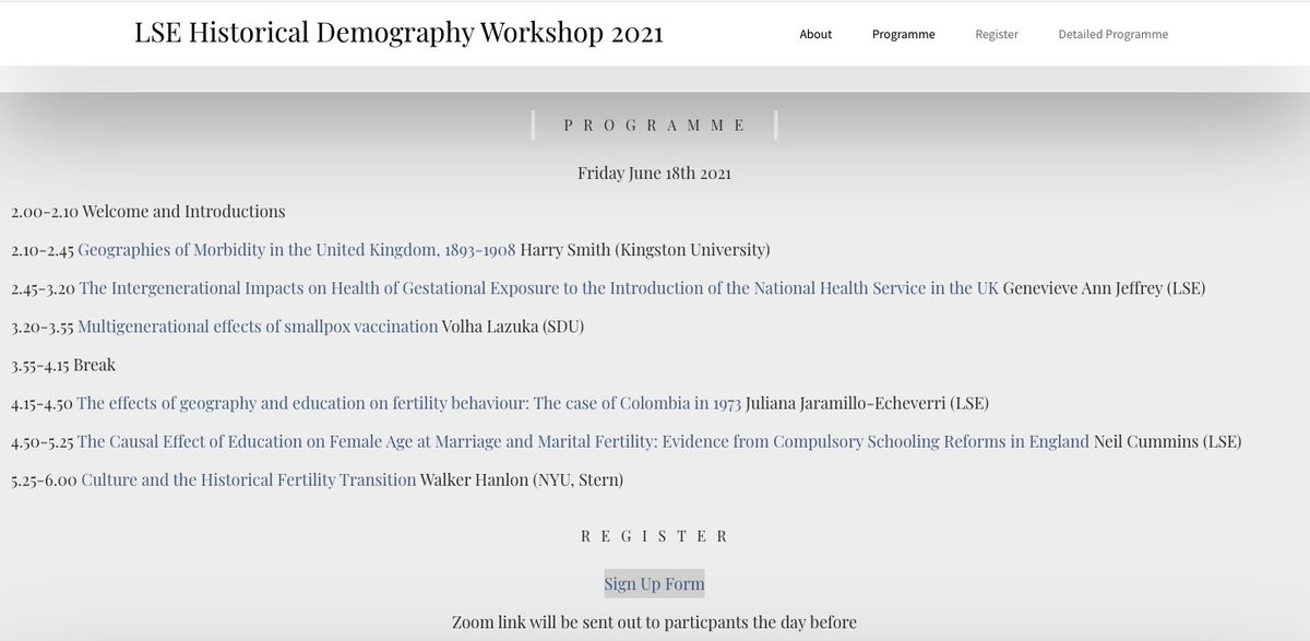 Eric Schneider (@ericbschneider) on Twitter photo Excited for the Third Annual LSE Historical Economic Demography Workshop Friday 18 June hosted by <a href="/LSEEcHist/">LSE Department of Economic History</a> on Zoom. Great presentations on health from <a href="/BhamHistory/">Harry Smith</a>, <a href="/Gen_Mai_Chai/">Genevieve Jeffrey</a>, <a href="/volhalazuka/">Volha Lazuka</a> and on fertility from <a href="/julia_jarame/">Juliana Jaramillo Echeverri</a>, <a href="/NJCummins/">NeilJCummins</a> and Walker Hanlon. All welcome. Excited for the Third Annual LSE Historical Economic Demography Workshop Friday 18 June hosted by <a href="/LSEEcHist/">LSE Department of Economic History</a> on Zoom. Great presentations on health from <a href="/BhamHistory/">Harry Smith</a>, <a href="/Gen_Mai_Chai/">Genevieve Jeffrey</a>, <a href="/volhalazuka/">Volha Lazuka</a> and on fertility from <a href="/julia_jarame/">Juliana Jaramillo Echeverri</a>, <a href="/NJCummins/">NeilJCummins</a> and Walker Hanlon. All welcome.