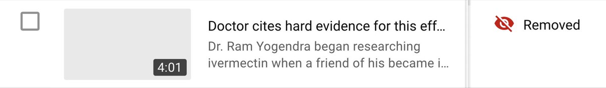 Honest_Medicine's tweet photo. One by one, our @YouTube videos are coming down. Even this one featuring @YoDoctorYo. We’ll be moving to another platform soon, &amp; keep you updated. 

In our appeals, we remind YouTube about the irrefutable science for #Ivermectin. A futile exercise...but truth still matters. https://t.co/0RG2ebzMvb