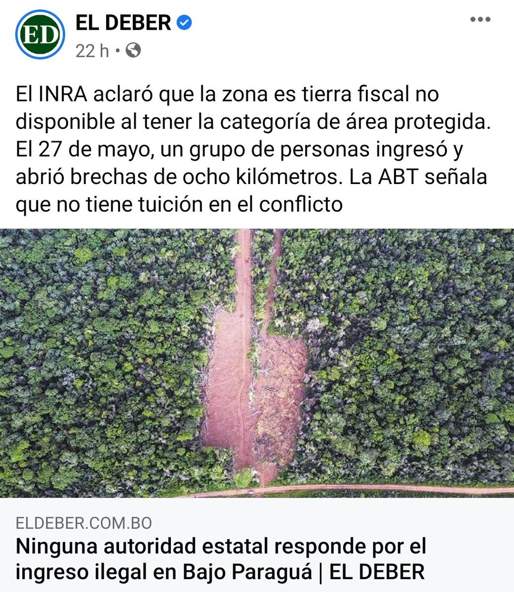 MeleanNury's tweet photo. En estado de indefensión, así se encuentra el Área Protegida Municipal Bajo Paraguá. Hasta la fecha, ninguna autoridad nacional o municipal responde por el ingreso ilegal de colonos que han tumbado árboles y abrieron sendas que dañan el hábitat del lugar.
https://t.co/57pOYte8hb https://t.co/Ko0UecOlUg