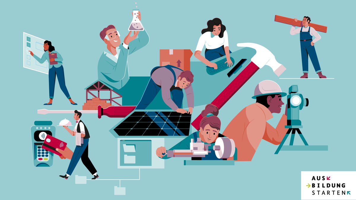 DIHK_News's tweet photo. #AusbildungSTARTEN Eine Ausbildung ist für Jugendliche ein guter Einstieg ins Berufsleben. 2021 bieten viele Betriebe noch Ausbildungsplätze an. Die Allianz für Aus- und Weiterbildung bringt junge Menschen und Betriebe im Sommer der #Ausbildung zusammen: https://t.co/vIdiUgiU49 https://t.co/U9WwjlYc2e