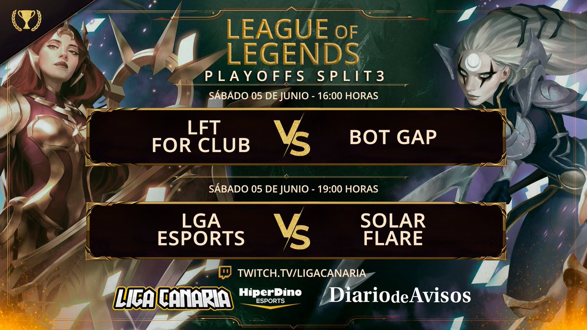 LigaCanaria's tweet photo. ¿Todo el mundo preparado para las semifinales del split 3 de #LOL? 😏😏 #LigaCanariaHD
16h - #LFTforclub VS #BotGap
19h - @LGA_Esports VS @SolarFlareTC
Casters: @Rudegar y @Elm019_lol 🎙️
¡Desde las 15.30h en https://t.co/JTvrVR2zMT!
@HiperDino_ @diariodeavisos https://t.co/iRg10XuRA2