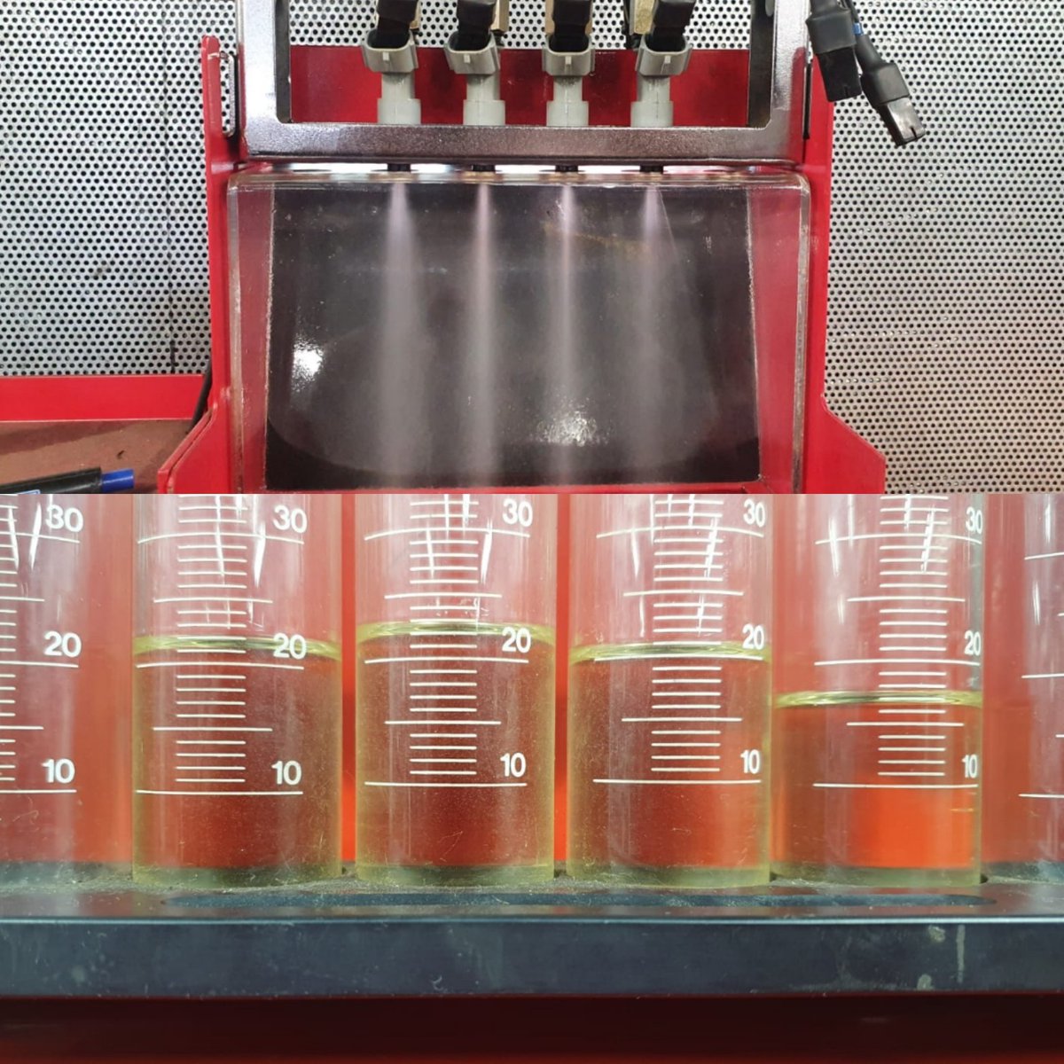 PDQDyno's tweet image. Another set of upper and lower Injectors for test, clean and filter replacement. 

In the pictures you can see the difference in flow before and after on the lower Injectors

@PDQDyno #injectorcleaning #injectortesting #filterreplacement #injector #motorcycles