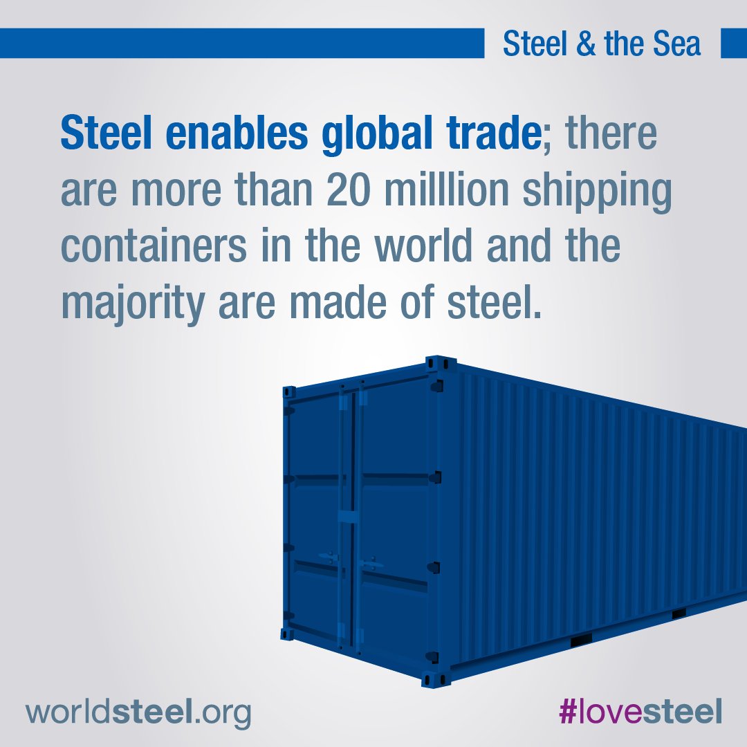 TestingSteel's tweet image. FUN FACT FRIDAY: "Steel enables global trade; there are more than 20 million shipping containers in the world and the majority are made of steel." 
Source: @worldsteel 
#lovesteel #steeltesting #steel