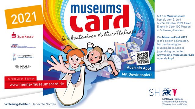 Bildung_SH's tweet image. Die neue #Museumscard ist da. Freier Eintritt für Kinder und Jugendliche unter 18 Jahren in über 100 Museen im @Land_SH. Weitere Infos und alle teilnehmende Museen unter meine-museumscard.de 👇
Die Museumscard gibt es jetzt auch als kostenlose App unter app.meine-museumscard.de