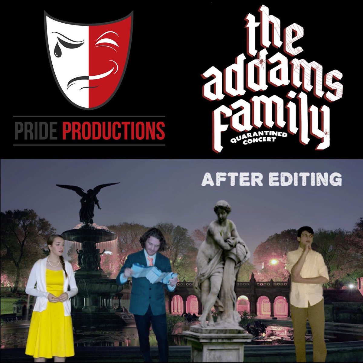 This spring we’ve chosen to make our virtual musical feel like a film, rather than Zoom boxes. This meant a green screen removal process for each scene &amp; every actor-2000+ clips! Don’t miss our most ambitious project to date! Streaming passes on sale tonight at 8pm! #hhsaddams