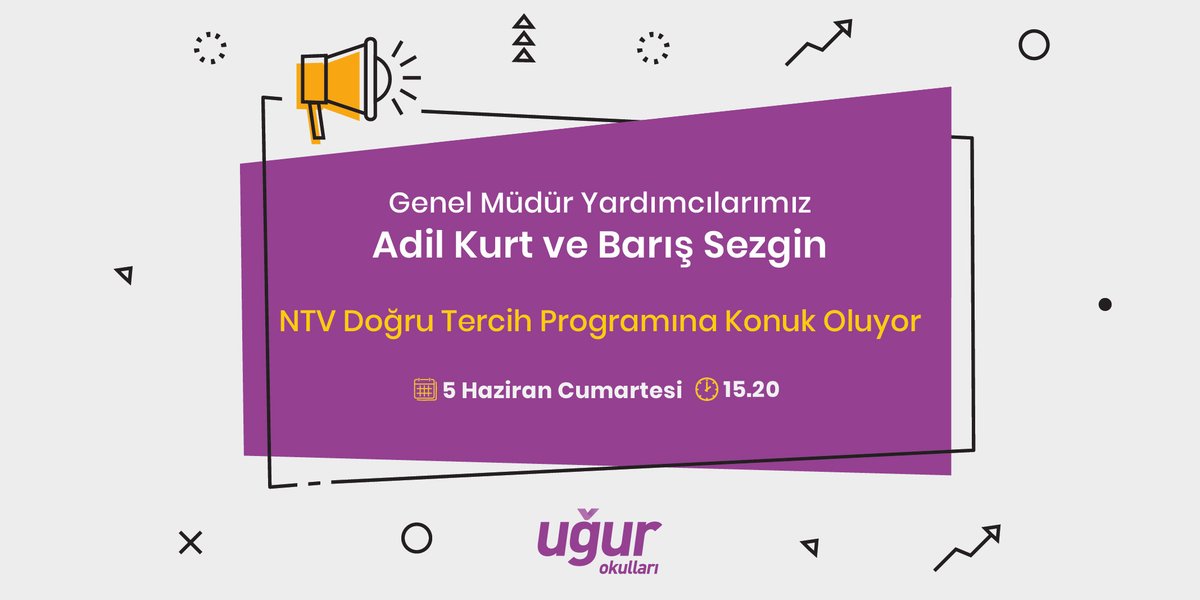 📣 Genel Müdür Yardımcılarımız Barış Sezgin ve Adil Kurt, #LGS öncesi adayların dikkat etmesi gerekenleri, Sadık Gültekin'in sunumuyla <a href="/ntv/">NTV</a> ekranlarında yayınlanan Doğru Tercih programında anlatacak.

#UğurKazandırır