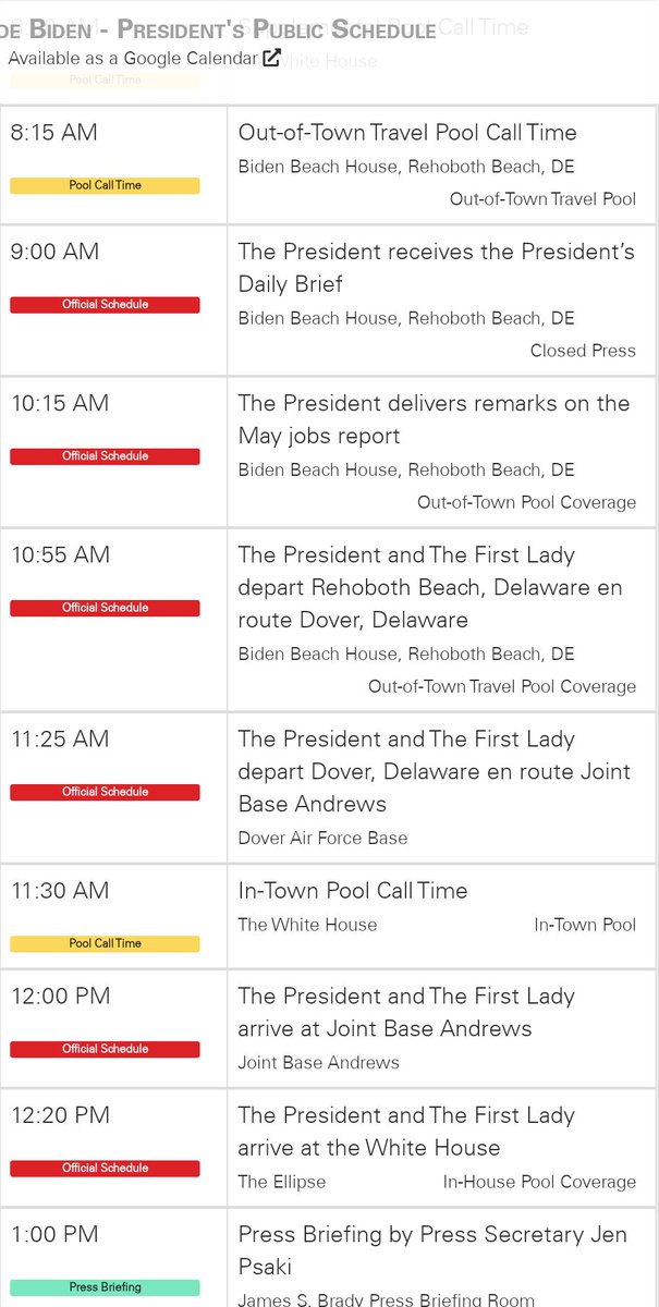 .@POTUS schedule today