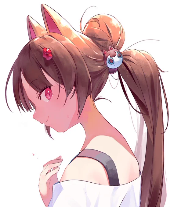 暑いのでポニテにした戌亥
#いぬいらすと 