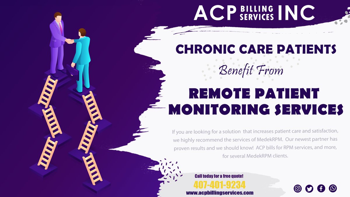 acpbillingusa's tweet photo. If you are looking for a solution for that increases patient care, we highly recommend the services of MedekRPM.  Our newest partner has proven results 

#chroniccare #patientcare #medicalbilling #medicalcoding #physicianbilling https://t.co/ktTdhijv5m