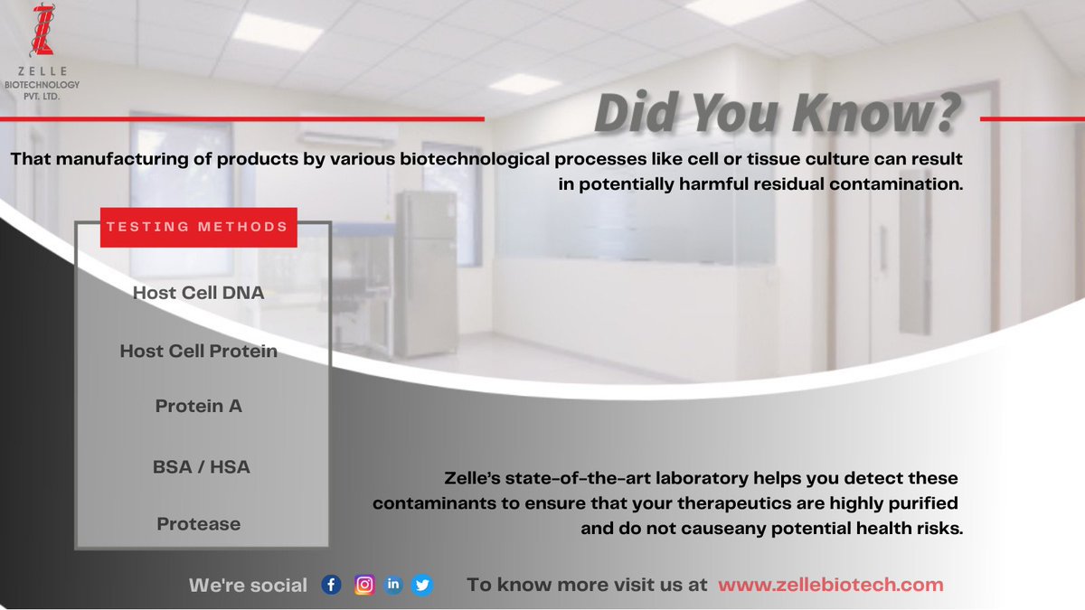 PvtZelle's tweet photo. At Zelle lab, we help you detect the contaminants to ensure that your therapeutics are highly purified and do not cause any potential health risks. We use various have qualified methods.
.
Contact us at sarah@zellebiotech.com or visit us on https://t.co/qsza0ckD9b to know more. https://t.co/ovWypOltx5