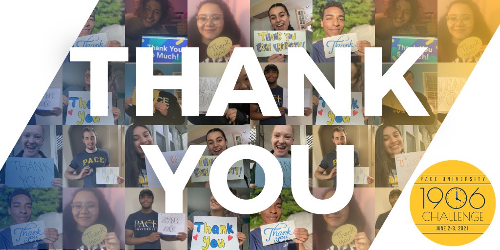 PaceUAlumni's tweet photo. A big thank you to the entire Pace Community for coming together for the 1906 Challenge! Your support will make a lasting difference in the lives of our students. #Pace1906 https://t.co/JodCAqsB2d https://t.co/xVLWURDycx