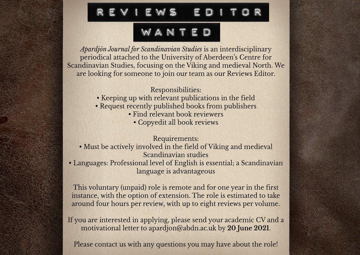 Apardjón is looking for a Reviews Editor! If you are interested, please send your CV and motivational letter to apardjon@abdn.ac.uk by 20 June 2021. Share widely and let us know if you have any questions about the role!