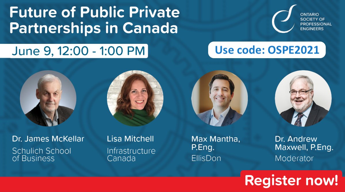 LassondeSchool's tweet photo. As part of Lassonde’s collaboration with OSPE, we're holding a joint webinar next week on June 9 at 12 pm on the Future of Public Private Partnerships in Canada, moderated by Lassonde's Dr. Andrew Maxwell.

Register: https://t.co/yUVgh4UC4P https://t.co/Y7x3srnQZz