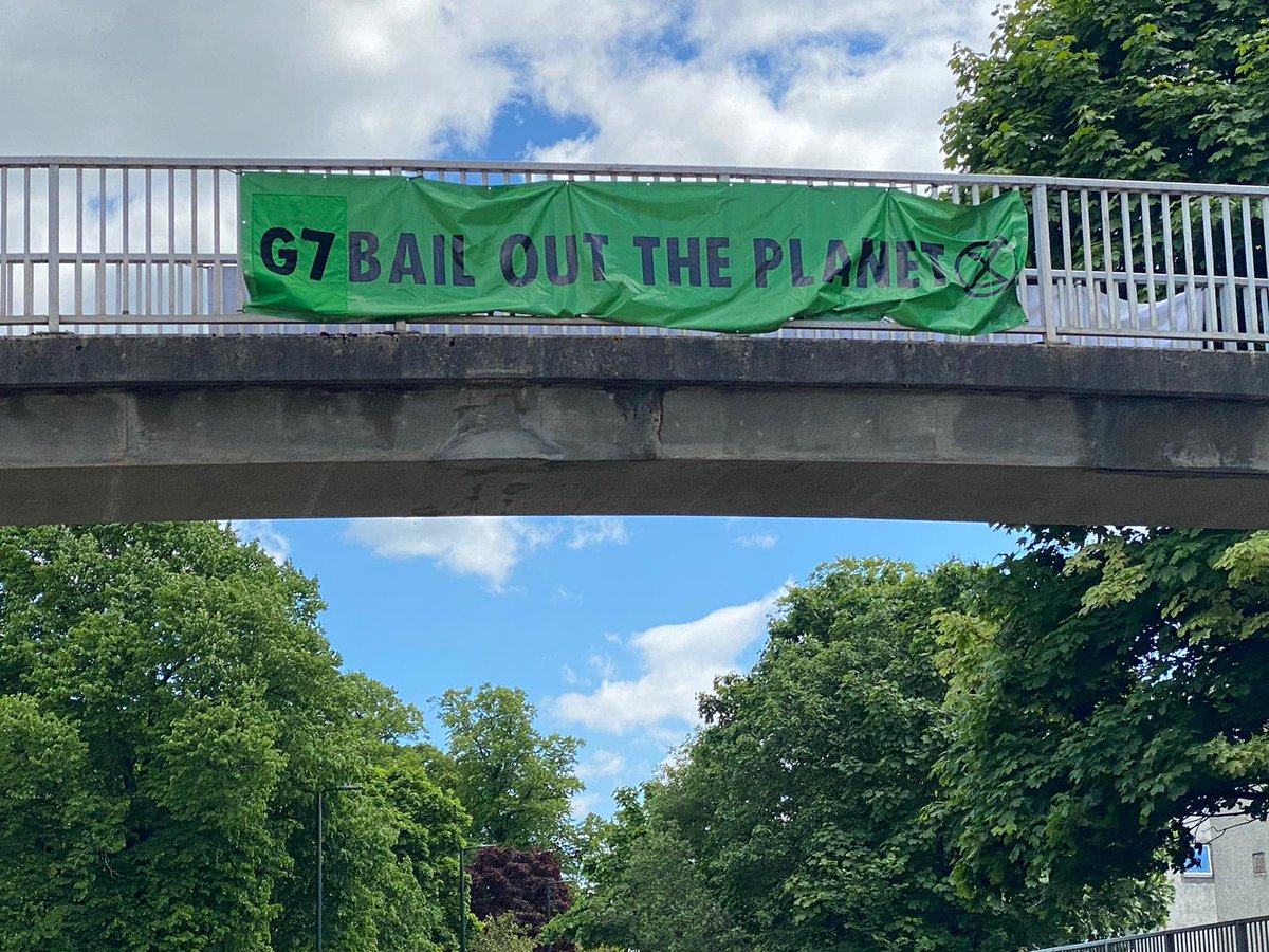 G7 Banner drop in Elgin by Extinction Rebellion activists.
