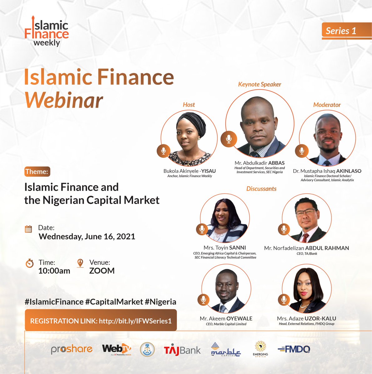 webtvnigeria's tweet photo. WebTV, Nigeria's leading digital TV; powered by Proshare, hosts the maiden edition of its Islamic Finance Webinar Series, themed "Islamic Finance and the Nigerian Capital Market," on Wednesday, June 16, 2021. #IFNWebinar1.0

Register here to join:
https://t.co/nIUjAaUCKT https://t.co/gBsPqv8MOI