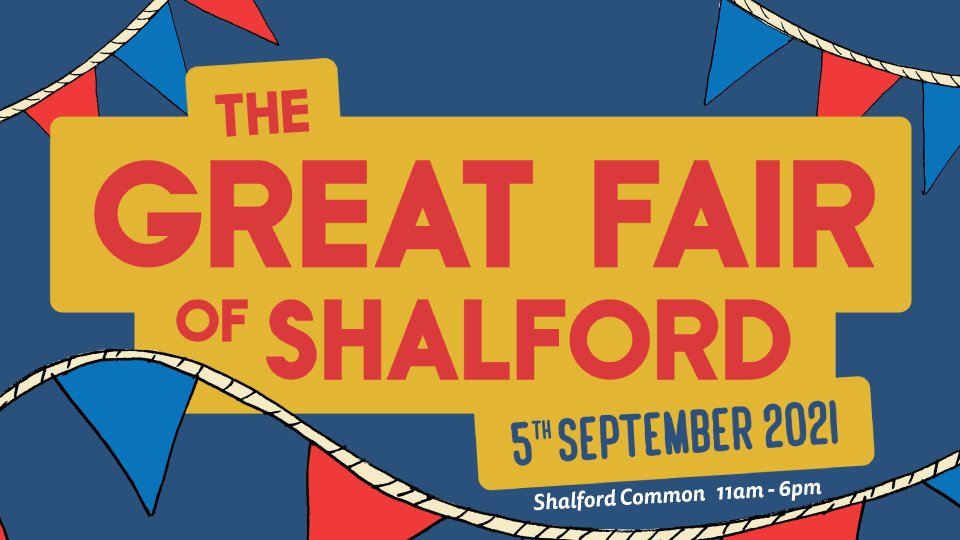 Here's something to brighten a pretty grey and wet afternoon - a first sneak peak at the poster for this year's Great Fair! It promises to be the best Shalford day since 1287 - so please share share share! More info at shalford.life/portfolio/the-…