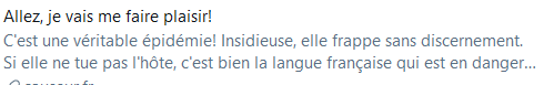 ERoupeau's tweet photo. @SdeMenthon Et après, tu scrolles un peu son compte et tu tombes là-dessus. J'adore quand de telles personnes se prétendent garantes de la langue française... https://t.co/2vGmqGfGCk