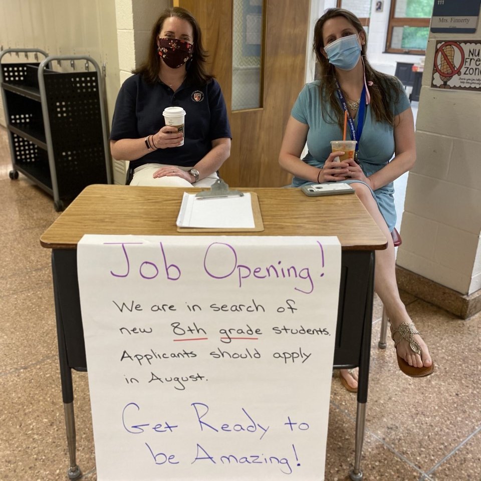 StBern_school's tweet photo. Wanted: New 8th Graders. Mrs. Finnerty and Mrs. Bacon are already missing their 8th graders! #stbernschool #stbcardinals https://t.co/5rBNTDAL4d
