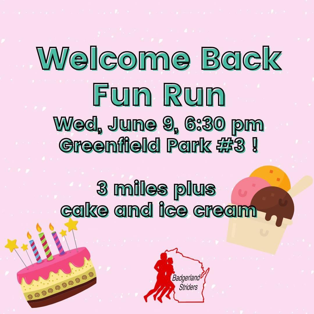 BLStriders's tweet image. Fun Runs are Back!!!   We're kicking off the Strider Fun Run Season with Cake and Ice Cream at Greenfield Park #3 on Wed, June 9, 6:30 pm