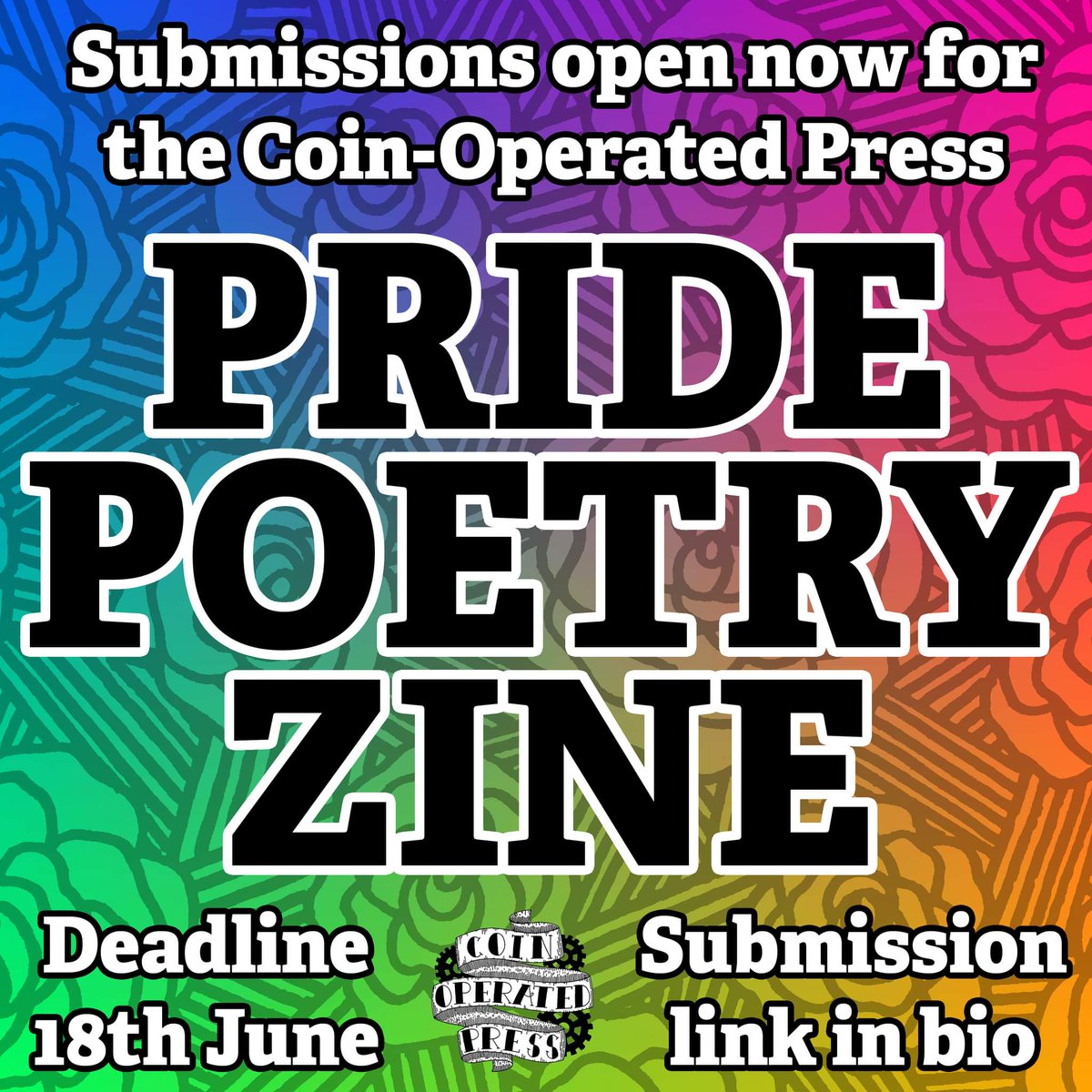 Applications are now open for our poetry zine in celebration of Pride Month 2021! Send us your submissions by filling in this Google form: forms.gle/72YodE77jdHh2i… The deadline is midnight BST on Friday 18th June 2021 🏳️‍🌈🏳️‍🌈🏳️‍🌈
