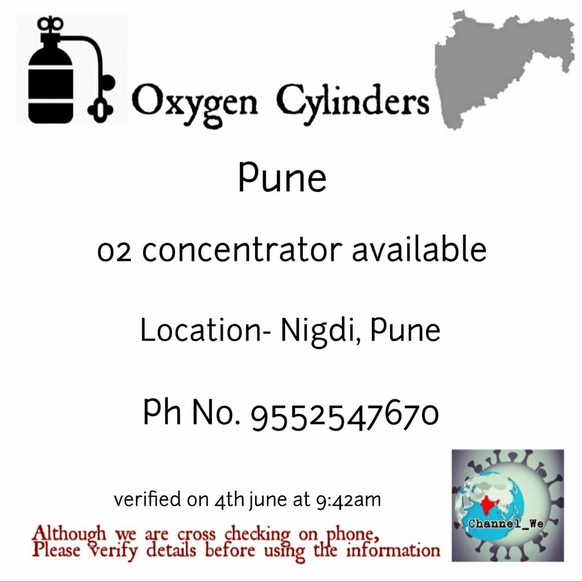 Channel_We_'s tweet photo. Oxygen cylinders, concentrators, refills available in Pune, Mumbai
#covidcrisisinindia #indiafightscovid19together #covidhealth #covidresources #oxygen #oxygenconcentrator #oxygenrefill #oxygencylinder #helpingothers #secondlinesupport  #Channel_we https://t.co/u24Wfh7vds