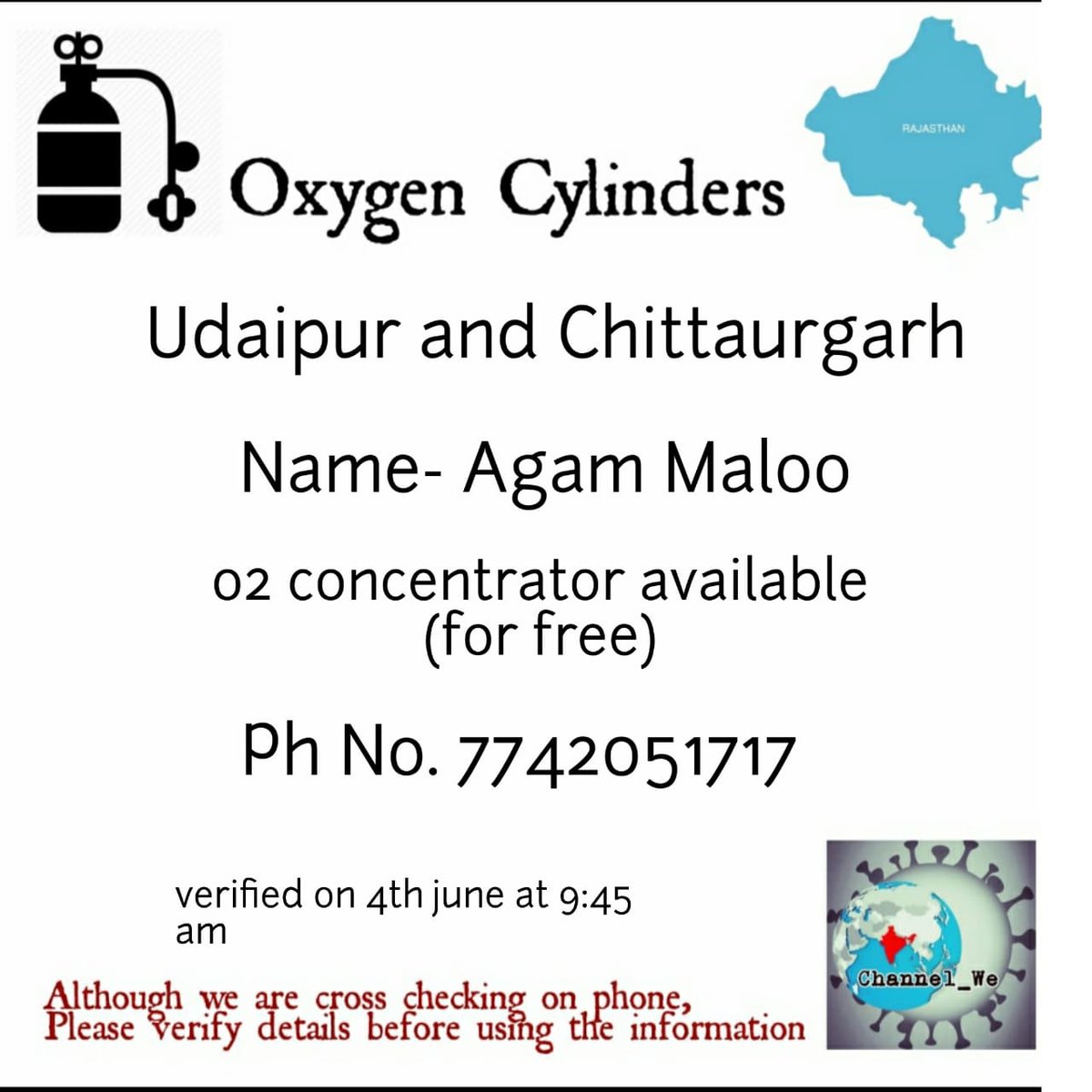 Channel_We_'s tweet photo. Oxygen cylinders, concentrators, refills available in Jaipur, Udaipur, Chittaurgarh
#covidcrisisinindia #indiafightscovid19together #covidhealth #covidresources #oxygen #oxygenconcentrator #oxygenrefill #oxygencylinder #helpingothers #secondlinesupport  #Channel_we https://t.co/Mxxu8GEowG