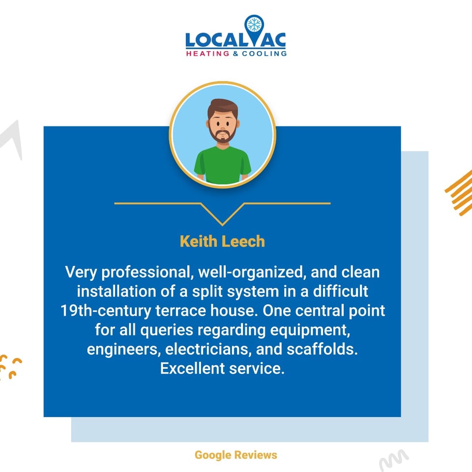 TheLocalAC's tweet image. Keith Leech: Very professional, well-organized, &amp;amp; clean installation of a split system in a difficult 19th-century terrace house. One central point for all queries regarding equipment, engineers, electricians, and scaffolds. Excellent service.📞#LocalAC for services 407 929 2694