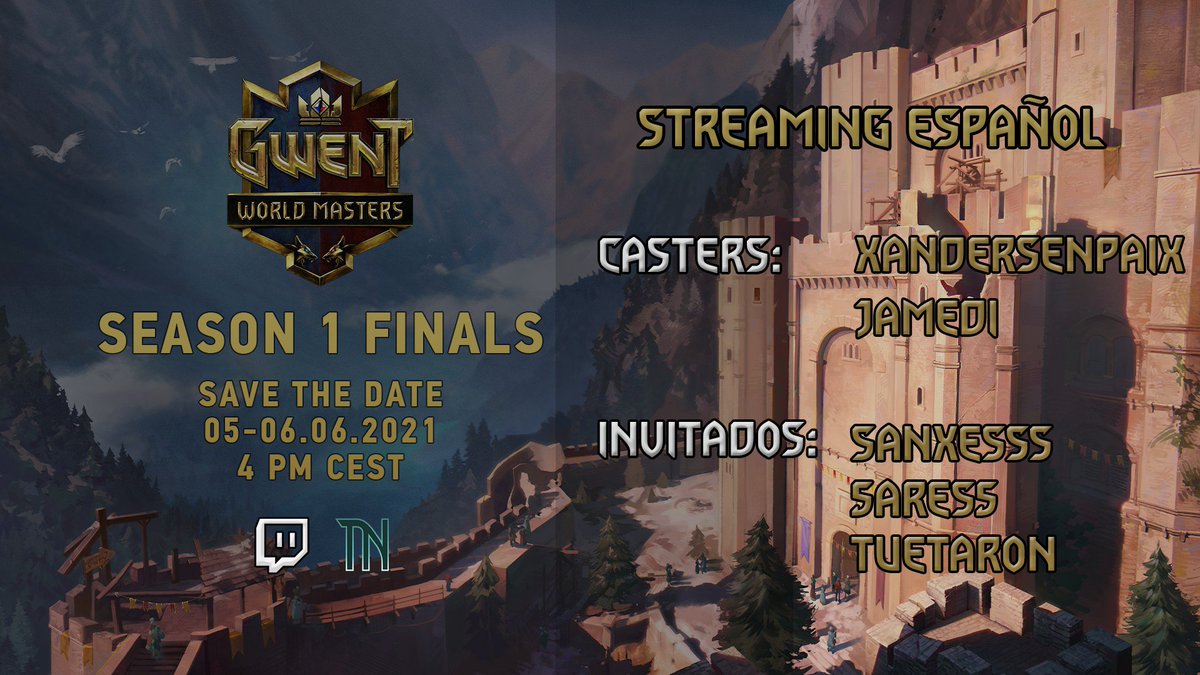 Llegó el momento de descubrir al ganador del #GwentMasters1. Ven a disfrutar del fin de semana junto a <a href="/xanderbret/">Xander Senpai</a> <a href="/jamediGwent/">Jamedi 🏳️‍🌈🇺🇦🍉 - JUST UPDATES</a> <a href="/Sanxesss1/">Sanxesss</a> <a href="/5Ares5/">Ares</a> y <a href="/Tuetaron/">Enrique Laura</a>.

Nos vemos mañana a partir de las 16:00 CEST en  Twitch. No te lo pierdas <a href="/Gwent_Esp/">Gwent Esp - Comunidad</a> <a href="/Gwent_LAT/">Gwent Latino - Comunidad</a>

twitch.tv/tn_jamedi