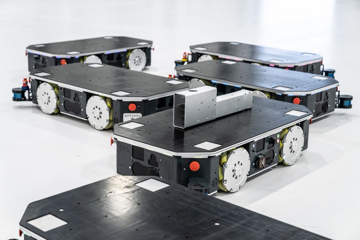 WevolverApp's tweet image. Mobile robotics are one of the core enabling technologies of the #Microfactory. Unlike conventional #automotive #manufacturing facilities, the conveyor belt is replaced by these #mobilerobots which #transport components from cell to cell.

Image source: @arrival 

#robotics #tech