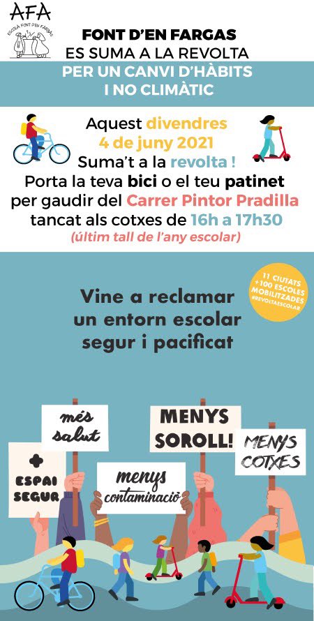 Avui, últim tancament de carrer del curs a la #RevoltaEscolar per demanar un entorn segur i saludable. Reivindiquem el tancament de Pintor Pradilla i la millora de Picò i Campamar i Font Fargas i acabar la plaça <a href="/bcn_hg/">Horta-Guinardó</a> <a href="/janetsanz/">Janet Sanz 🍉</a> <a href="/rosaalarcon/">Rosa Alarcon /❤️</a>
