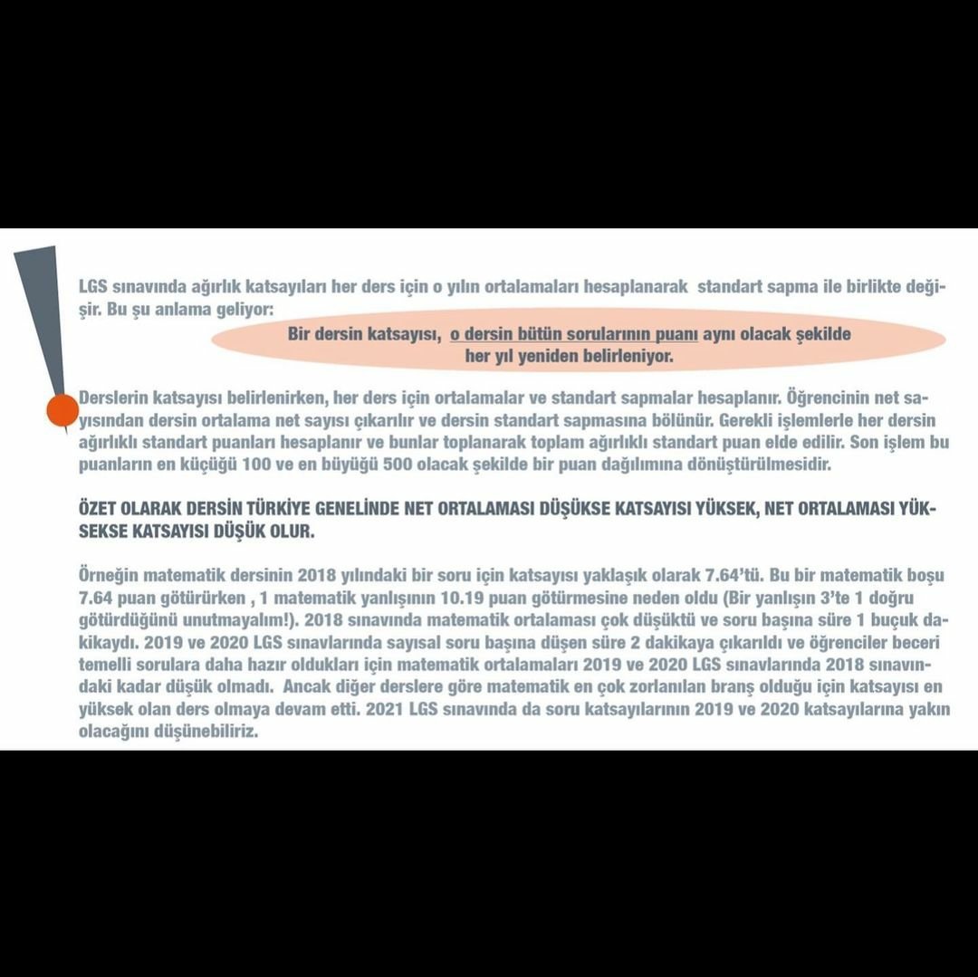 #LGS için geri sayıyoruz. Sınavın hemen ardından gündemimiz, testlerin katsayıları ve puan hesaplaması olacak.  Bu süreçte yine hep yanınızda olacağız. Size fikir vermesi açısından hazırladığımız bilgileri paylaşıyoruz. Çocuklarımıza şimdiden başarılar diliyoruz. <a href="/yaseminpakkan/">yaseminpakkan</a>