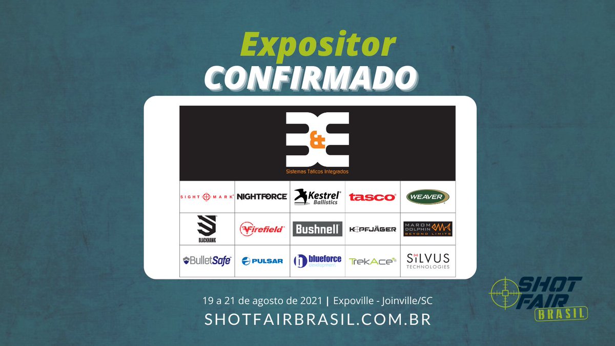 ShotFairBrasil's tweet photo. A B&E Sistemas Táticos Integrados é o mais novo expositor confirmado no Shot Fair Brasil. Vai trazer a feiras diversas marcas de produtos táticos nos dias 19 a 21 de agosto, na Expoville em Joinville/SC.
#shotfairbrasil #armas #tiro #feira #tiroaoalvo #defesapessoal #seguranca https://t.co/rFICrFkPvU