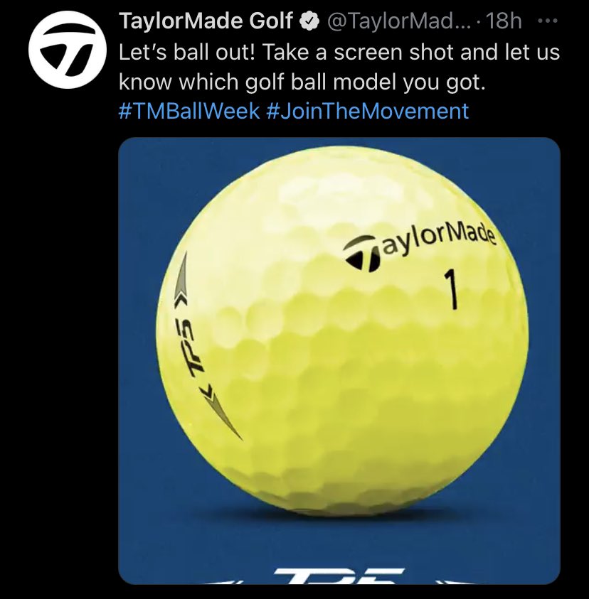 RocciGolf's tweet image. Ordering a dz right now. #TMBallWeek #JoinTheMovement @TaylorMadeGolf