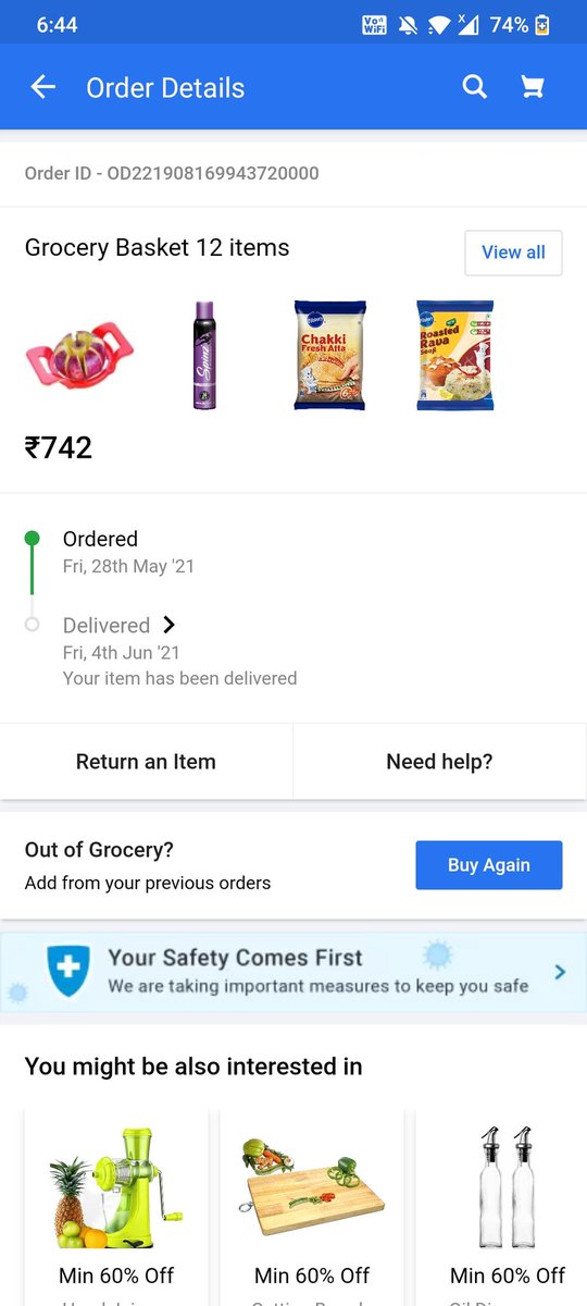 Deepak98068809's tweet photo. What's wrong with flipkart , I ordered basamati rice of 2 packets and I have received 2 packets of jeera rice .
Kindly please check and do need full?
I have attached all details of order I'd also.
Does flipkart never care about safety and quality ?
No carry bags at all 3 order ? https://t.co/LLcBHRUJ4f
