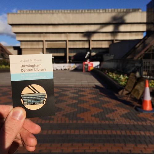 ichoosemag's tweet photo. I'm giving away a Birmingham Central Library badge which was made in February 2016. The backing card is looking a bit worse for wear, but the badge is tip-top. Retweet and follow me for your chance to win. This is LITERALLY a money can't buy prize*

*not literally https://t.co/pNlLxrF0hJ