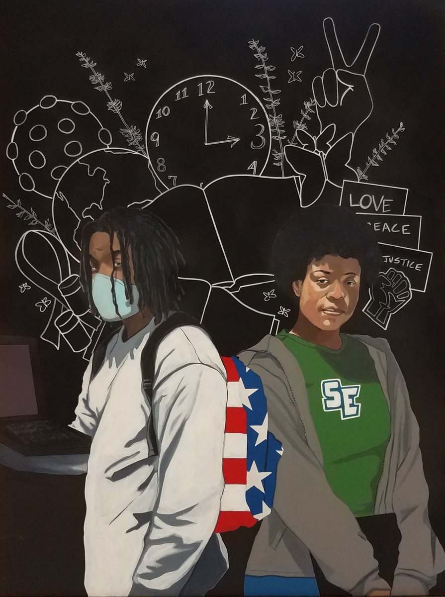 Check out this painting Clarence Heyward made in collaboration with our high school students! Such a cool project. Follow him instagram at ClarenceHeywardArt! #wcpss <a href="/SRMHSpride/">SRMHS</a> #highschool #art #artist #artistsontwitter
