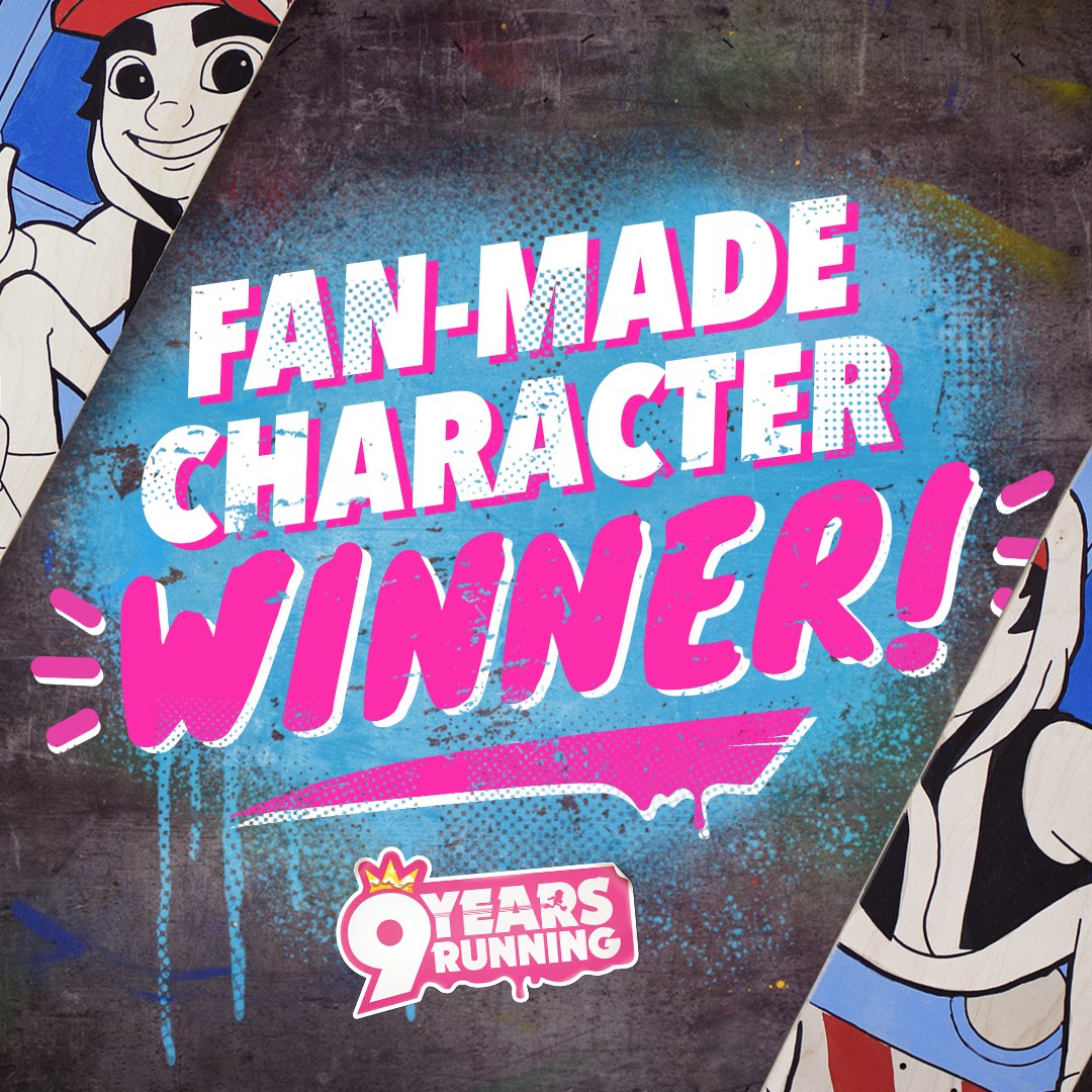 subwaysurfers's tweet photo. And the Fan-Made Character WINNER is: https://t.co/WANEriWulS 🤩 #9YearsRunning https://t.co/VC8T2gX4S7