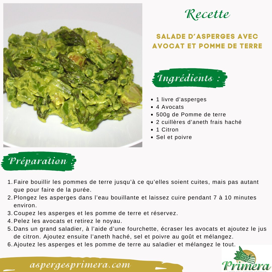 aspergesprimera's tweet photo. Salade d’asperges avec avocat et pomme de terre https://t.co/ivJt95hTH6 https://t.co/3wi5jMwJQ2