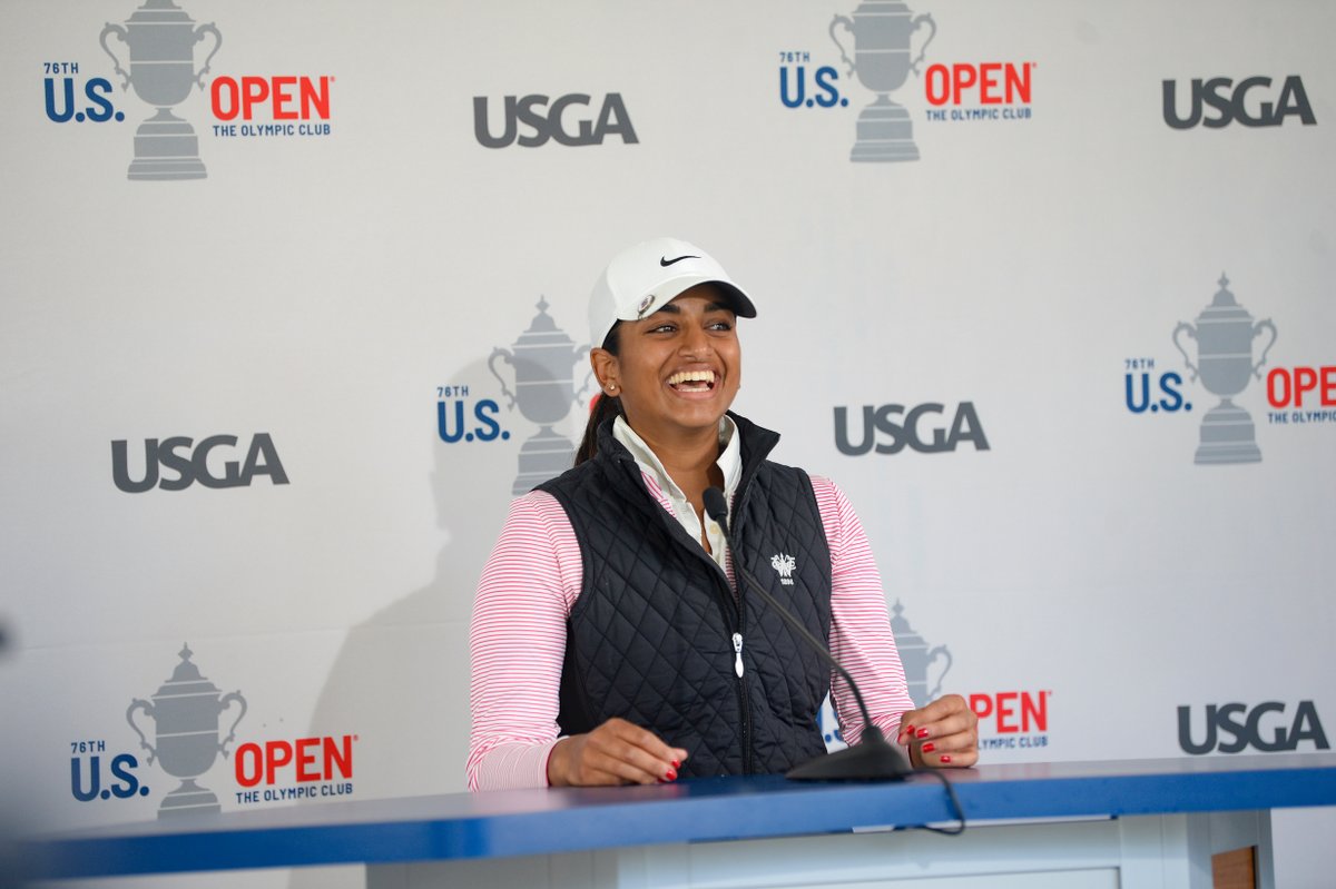 DriveChipPutt's tweet photo. 👀 Don’t look now, but four-time @DriveChipPutt National Finalist Megha Ganne is tied for the lead of the @uswomensopen after round one! Go Megha! https://t.co/JhFP6dMmQV