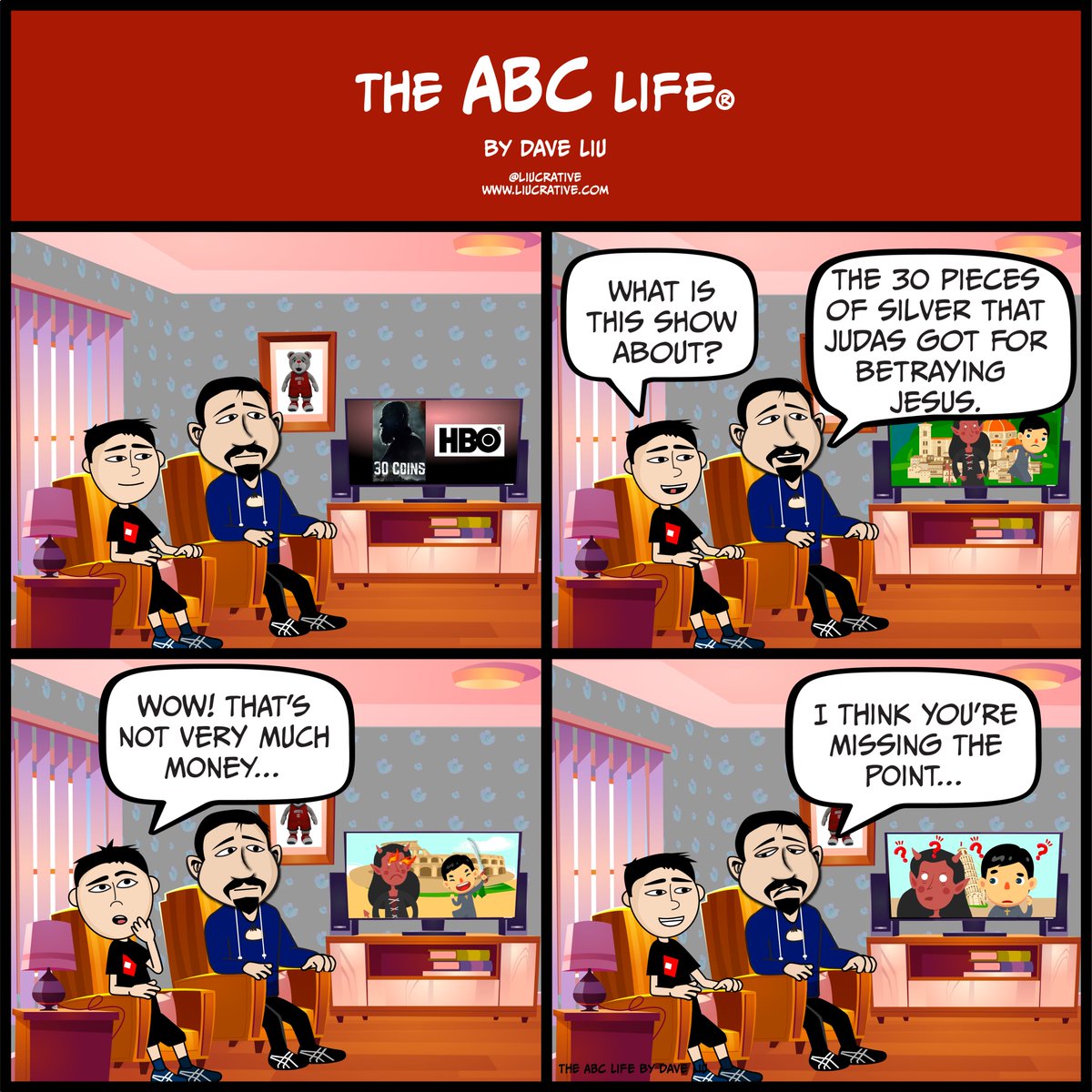 What your kid thinks about #HBO #30Coins… #TheABCLife #AmericanBornChinese #cartoon #cartoonarts #comics #jesus #judas #drawing #parenthood #family #graphicdesign #igcomicfamily #igcomics #instacomics #illustrator #illustration #parenting #parentingtips #parentingtip #webcomics