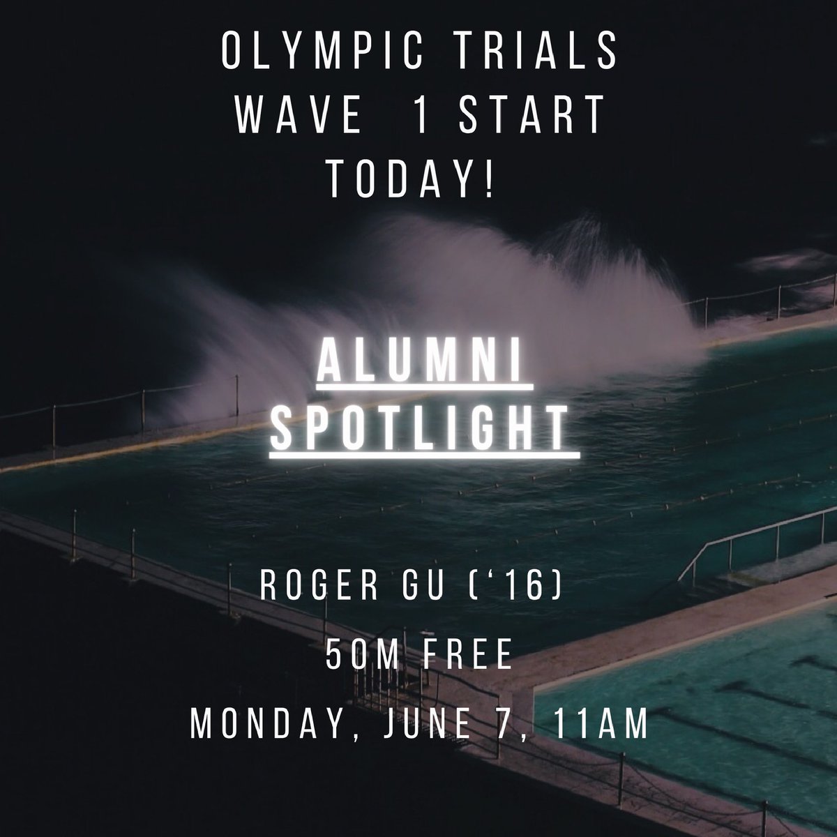 🚨 Alumni Alert 🚨 Roger Gu (‘16) competes in the Olympic Trials Monday, June 7th at 11am! Link to watch can be found on USA Swimming’s website.