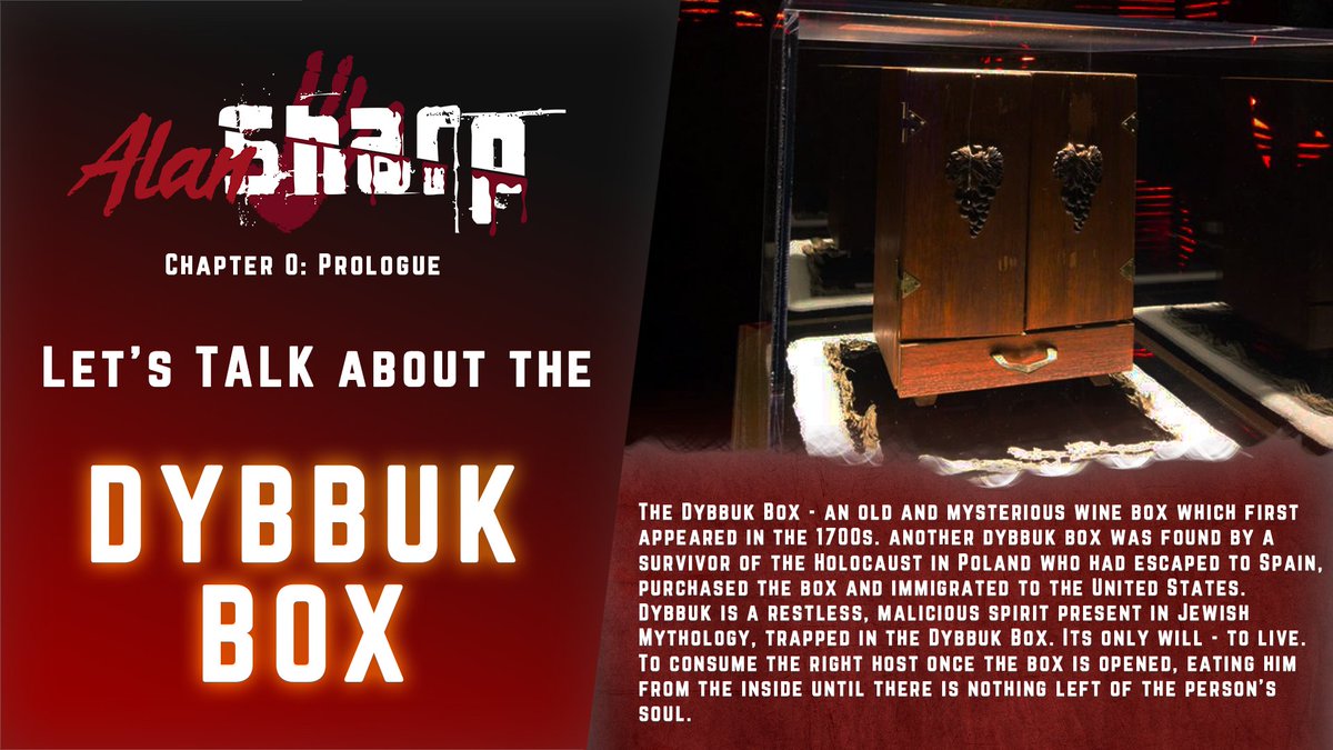 👉Did you know that a Dybbuk Box 
is a thing in real life? 👿
And James Regan shouldn't have opened it! 👻

store.steampowered.com/app/1185360/Al…

#indiegames #indiedev #indiegamedev #gamedev #horrorgame #gaming #gamer #videogames
