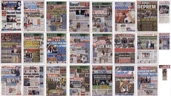 HEPİNİZ ORADAYDINIZ..! 

Yarinki gazete basliklarini bekliyorum.!

Ayni BOYUTTA ve KALINLIKTA olsun rica ediyorum.!

Sufle verelim:

KUMPAS TESCİLLENDİ

FENERBAHCE AKLANDI

FETÖ KUMPASI 

ONLAR KACTI FENERBAHCE SAVAŞTI

ŞİKE YOK FENERBAHCE VAR

ÜFLEYEREK SÖNMEYECEK ATEŞ KÜL OLDU