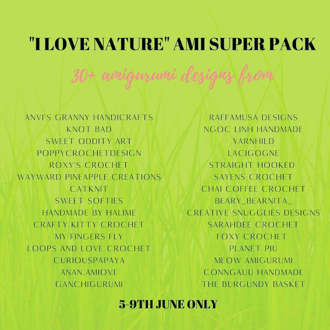 craftykitty89's tweet photo. I have some exciting news for amigurumi lovers! From June 5-9 only, there will be an amazing sale on a huge bundle of nature-themed amigurumi patterns: the I Love Nature Super Pack! Stay tuned! (Subscribe to my email list at https://t.co/AgZRxfMZkz to get updates!) https://t.co/KrWBwPVCxj