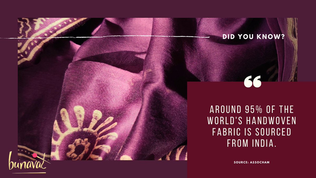 bunavat's tweet photo. Did you know this interesting fact about handwoven fabric? At Bunavat, we bring to you several handwoven sarees and other apparels from weaving communities across India.  
#ThisIsIndia #Handloom #Weaving https://t.co/IGdx582bvr