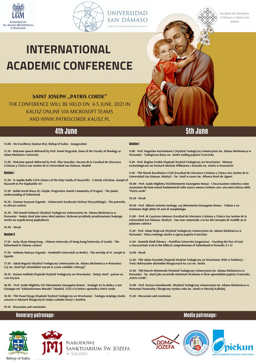 Marek09404316's tweet photo. Ha comenzado el Congreso Internacional "San José Patris corde" organizado por la Facultad de Teología de la Universidad de Adam Mickiewicz de #Poznań, Polonia, y la Facultad de Literatura Cristiana y Clásica San Justino de la #UESD de Madrid. Se celebra en Kalisz, #Polonia. https://t.co/HGZyV5lLKx
